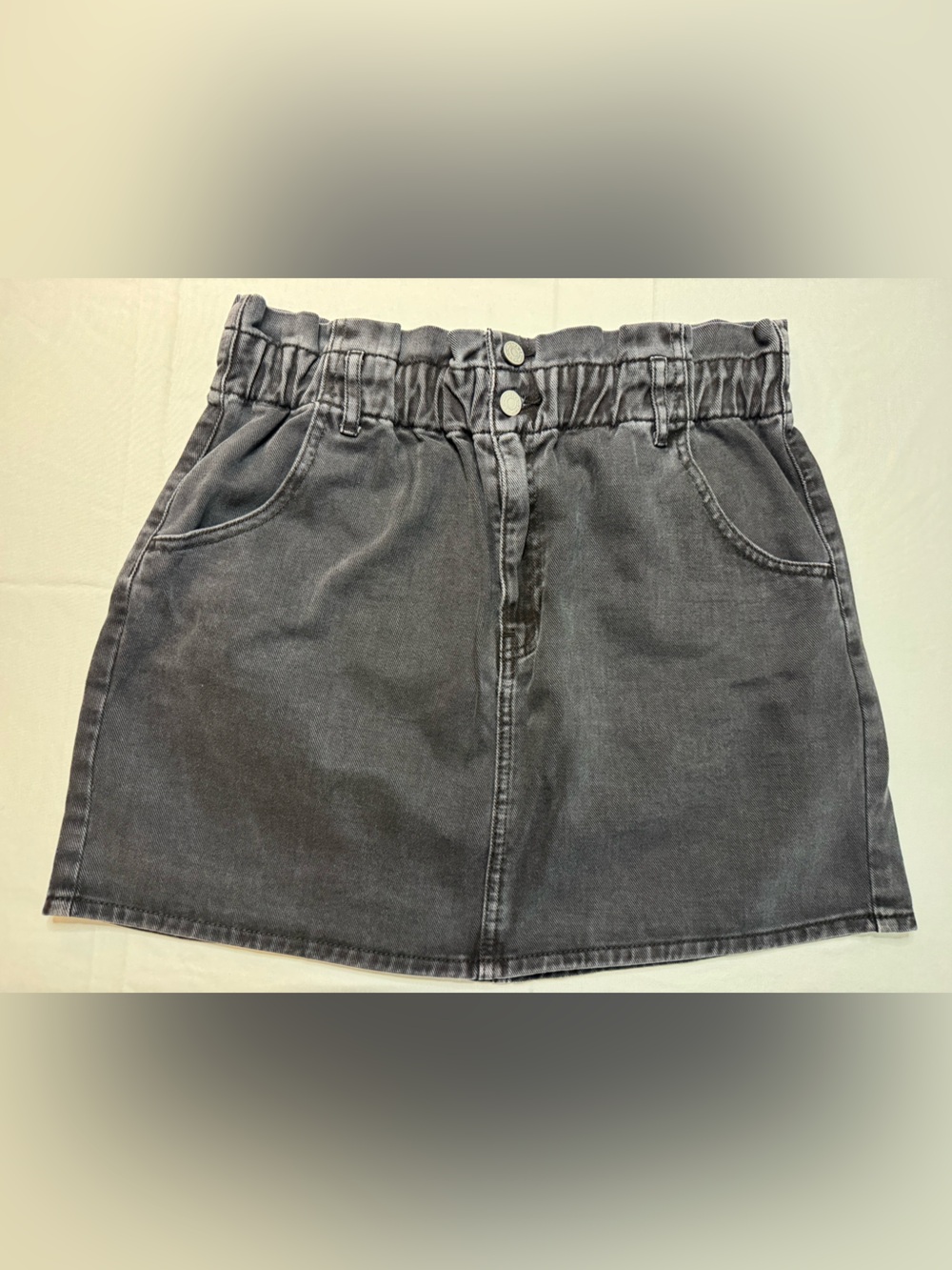 PacSun Washed Black Elastic Waist Denim Mini Skirt